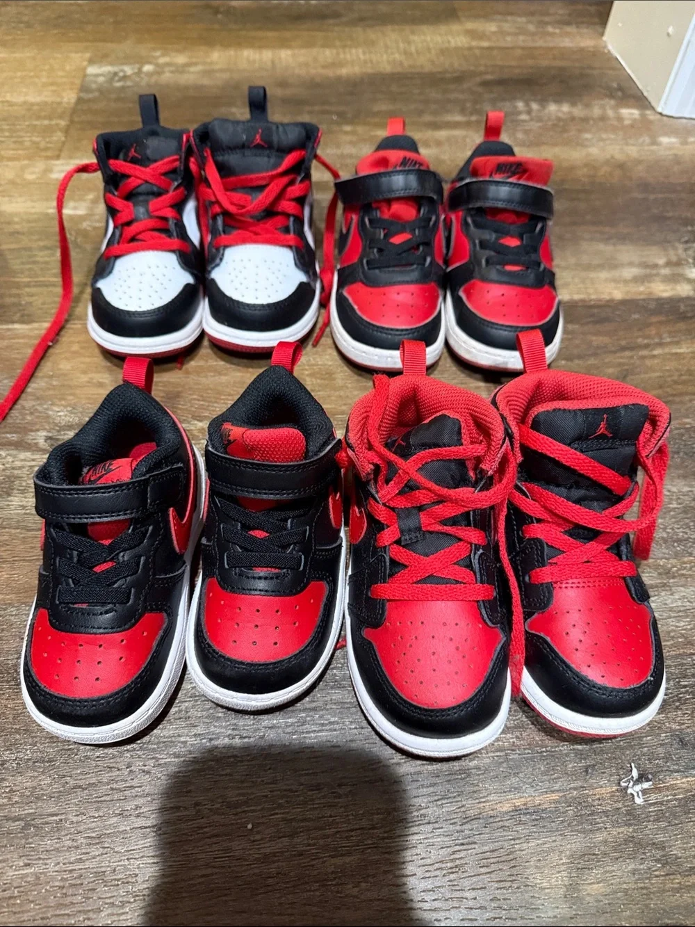 Nike Kids Red and Black Mixed-Style Basketball Sneakers Pack Sizes 6C-7.5